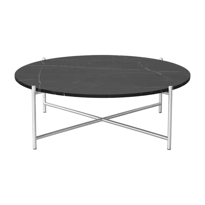 Table basse ronde en marbre noir et acier inoxydable 90 cm - HANDVÄRK