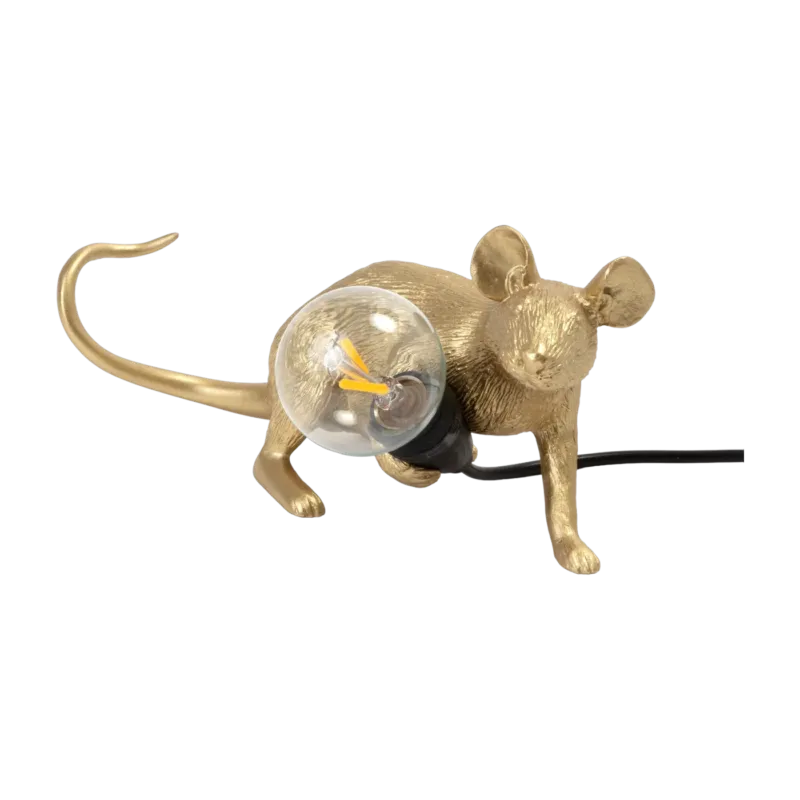 Lampe à poser en résine doré 6,2 x 21 cm Mouse Lamp Lop - Seletti