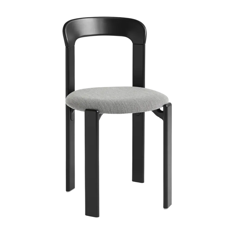 Chaise en bois noir tapissée grise Rey - Hay