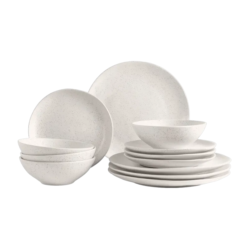 Set de vaisselle pour quatre en grès émaillé crème Nordic Vanilla - Broste Copenhagen