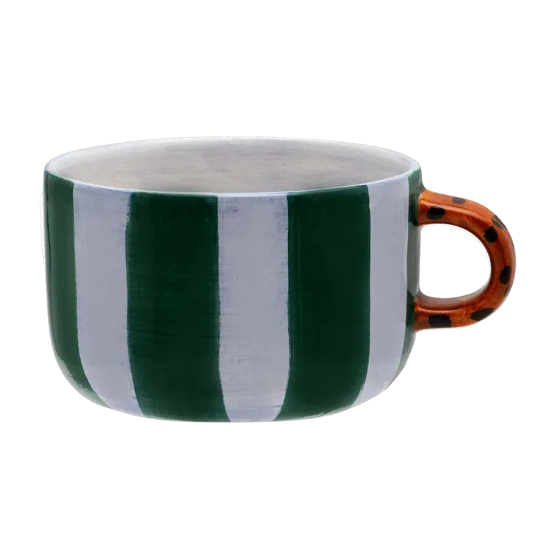 Mug à cappuccino en céramique bleu 10 x 14 cm Stripe Leopard Cappuccino - Anna + Nina