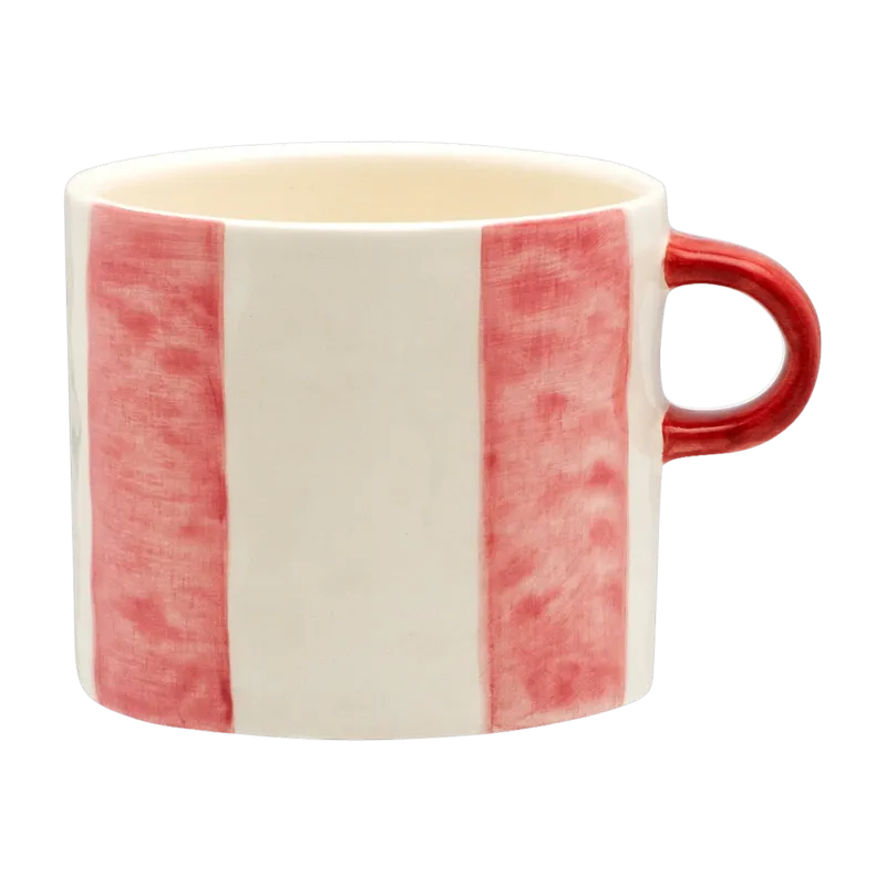 Mug en céramique rayé blanc et rose 13 x 10 cm Striped Posy - Anna + Nina