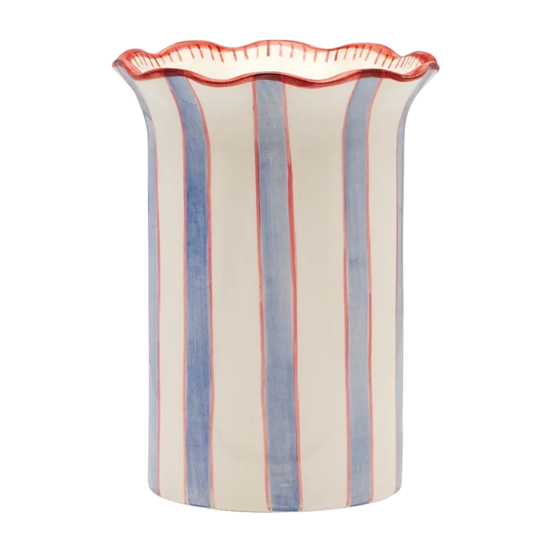 Vase en céramique rayé bleu et rouge 16 x 21 cm Magical Sky - Anna + Nina