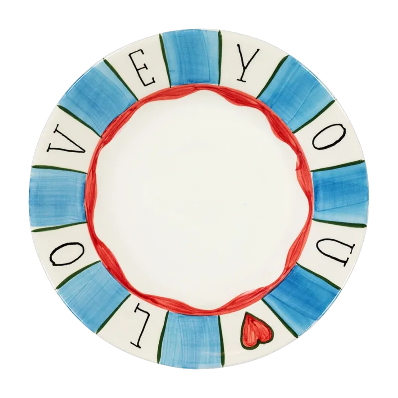 Assiette plate pour petit déjeuner bleu 22 cm Love Story - Anna + Nina