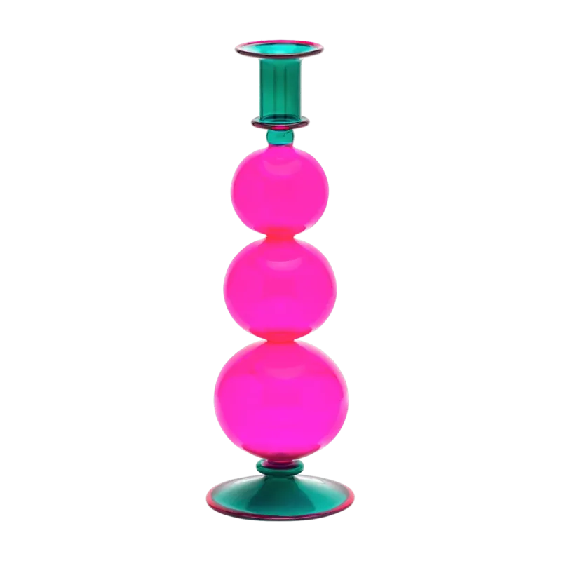 Bougeoir en verre rose 9 x 29 cm Mythical Bubble - Anna + Nina