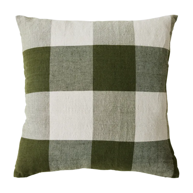 Coussin tissé en lin et coton vert 50 x 50 cm Lowlands - HKliving