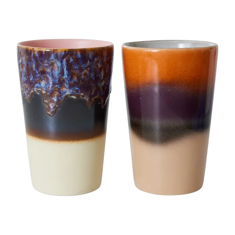 2 Tasses à thé en grès crépuscule 8,7 x 8,7 x 13,5 cm Vaisselle 70's - HKliving