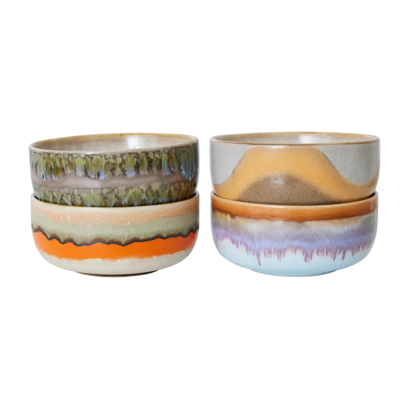 4 bols à dessert en grès reef 12,5 x 12,5 x 6 cm Vaisselle 70's - HKliving