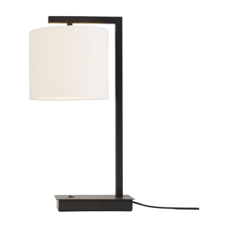 Lampe à poser Fer/Noir Boston H. 44Cm/ Abat-jour 18X15Cm Blanc - it's about RoMi