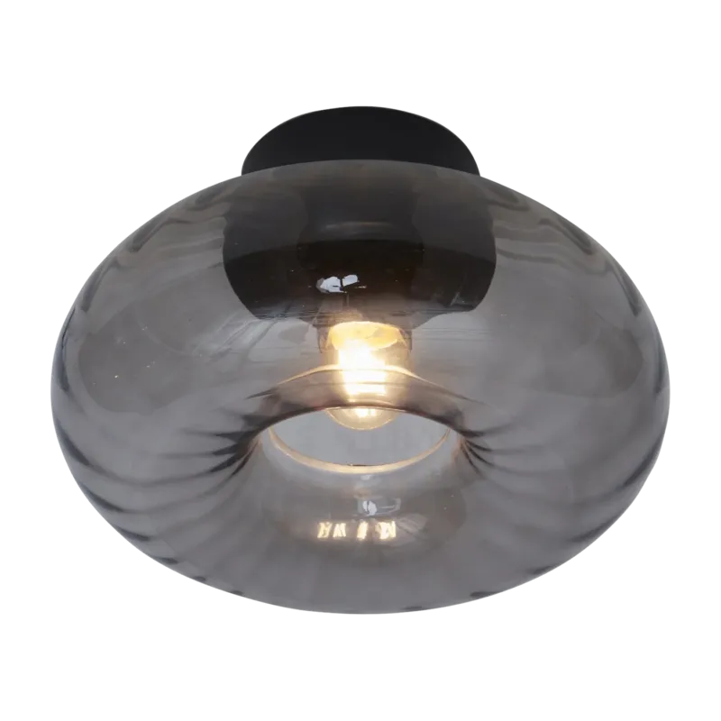 Plafonnier rond en verre anthracite 28cm Brussels - It's about Romi