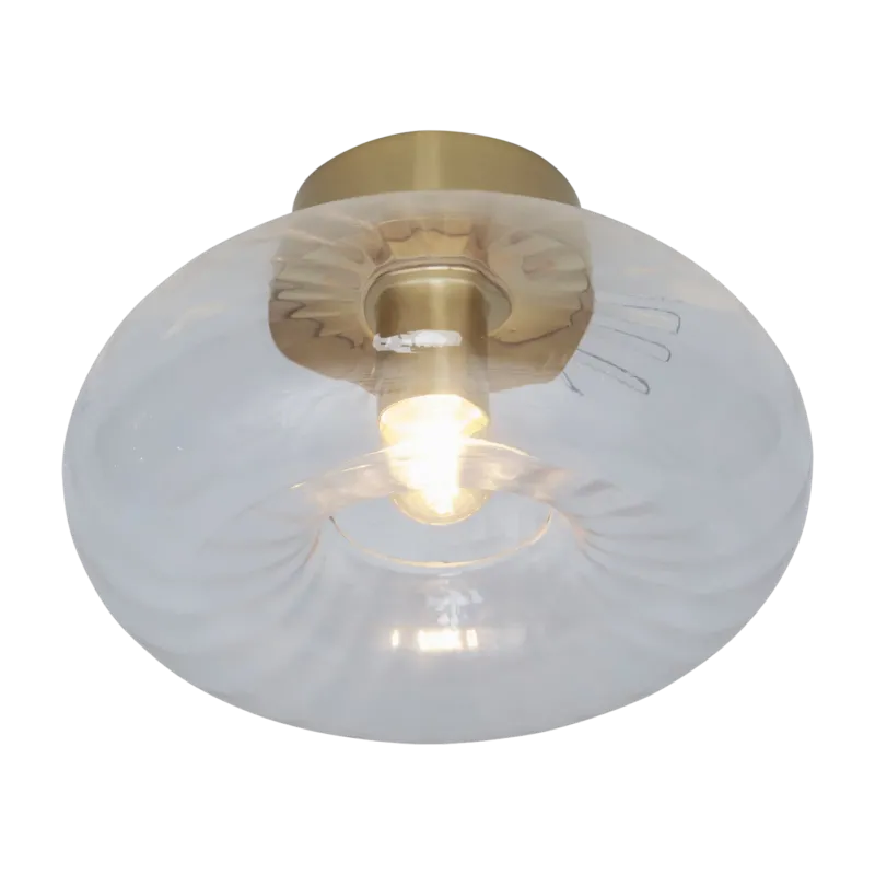 Plafonnier rond en verre transparent et or 27cm Bruxelles - It's about Romi
