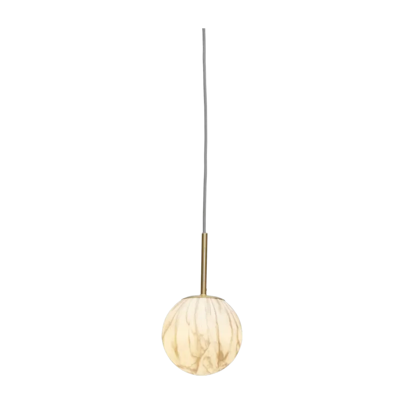 Suspension en fer et globe en verre impression marbre blanc et or 16x28cm Carrara - It's about Romi