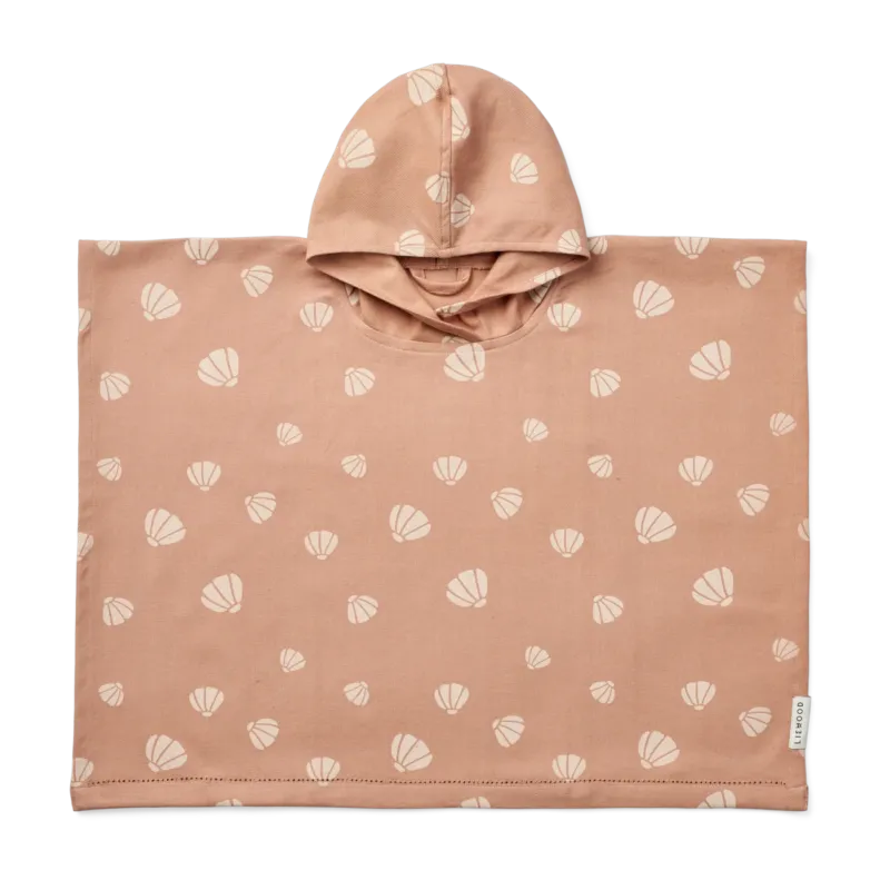 Poncho enfant en coton biologique coquillage et toscane pâle 5 à 6 ans Roomie - Liewood