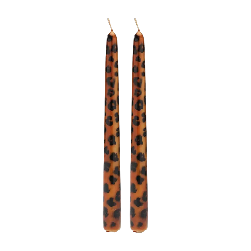 2 bougies en paraffine léopard 2,2 x 25 cm Leopard - Anna + Nina