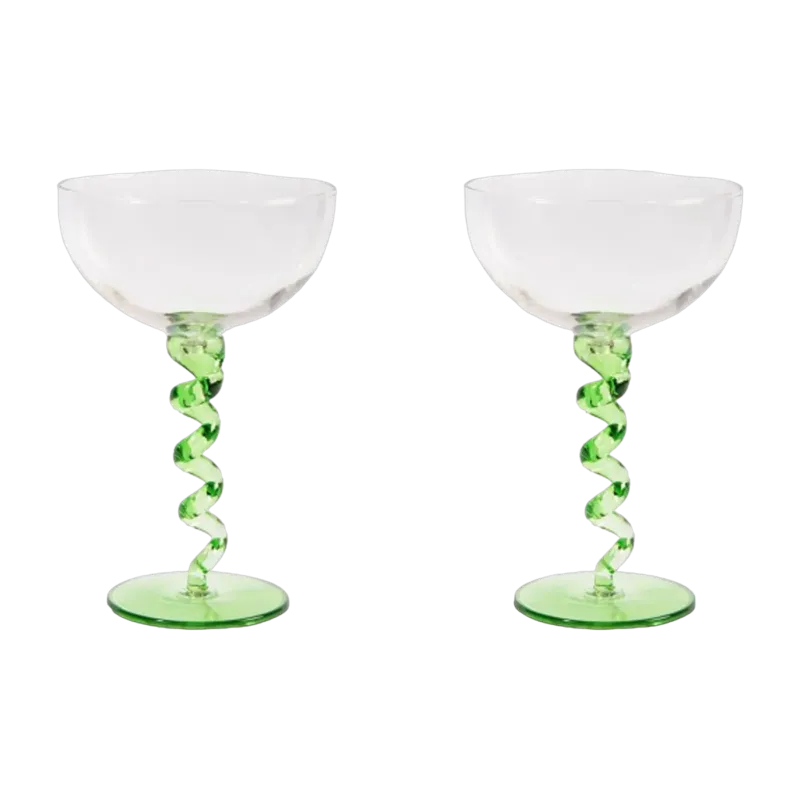 Set de deux coupes en verre spirale vert - &Klevering