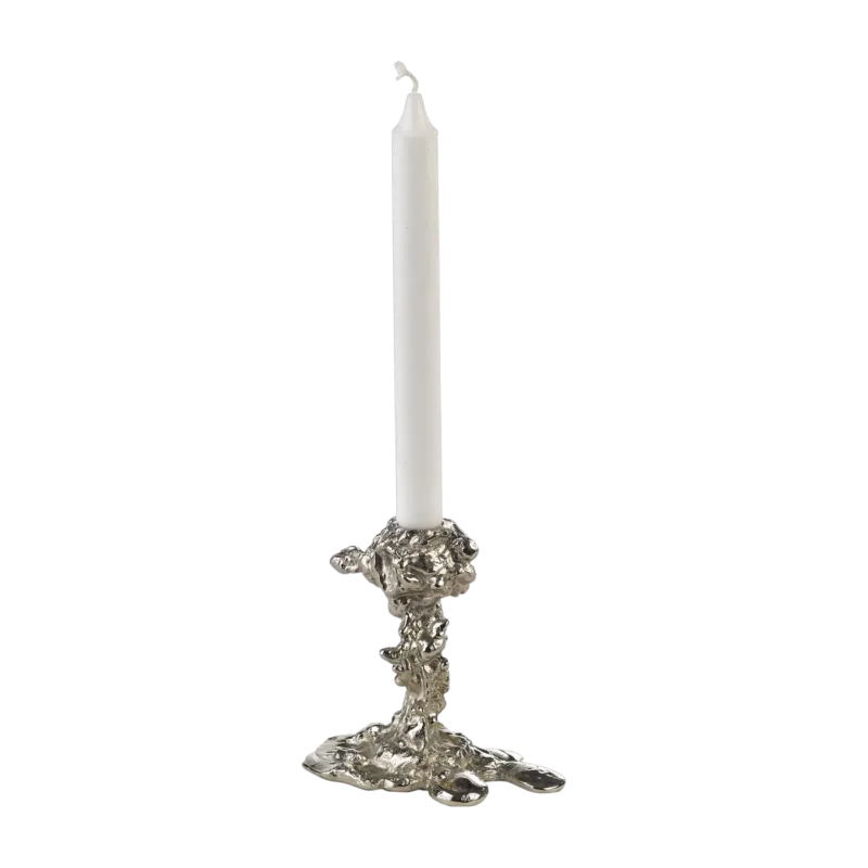 Bougeoir argenté 14 cm Drip - Pols Potten