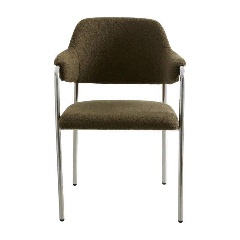 Chaise en métal et tissus vert peluche Albert - Nordal