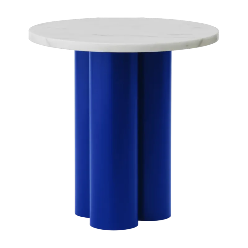 Table d'appoint en acier bleu vif et plateau en marbre white carrara Dit - Normann Copenhagen