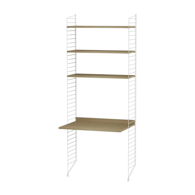 Bureau modulable en chêne et acier blanc 80 x 200 x 58 cm Combinaison A - String furniture