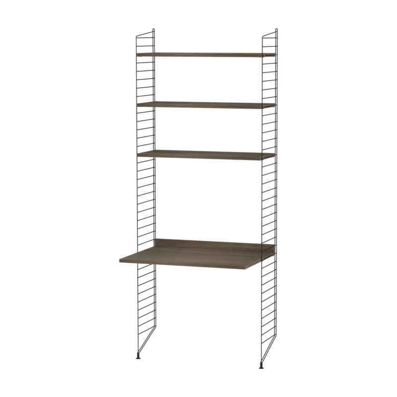 Bureau modulable en noyer et acier noir 80 x 200 x 58 cm Combinaison A - String furniture