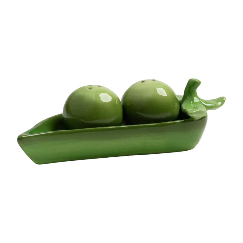 Salière et poivrière en dolomite petits pois vert 20 cm - &Klevering