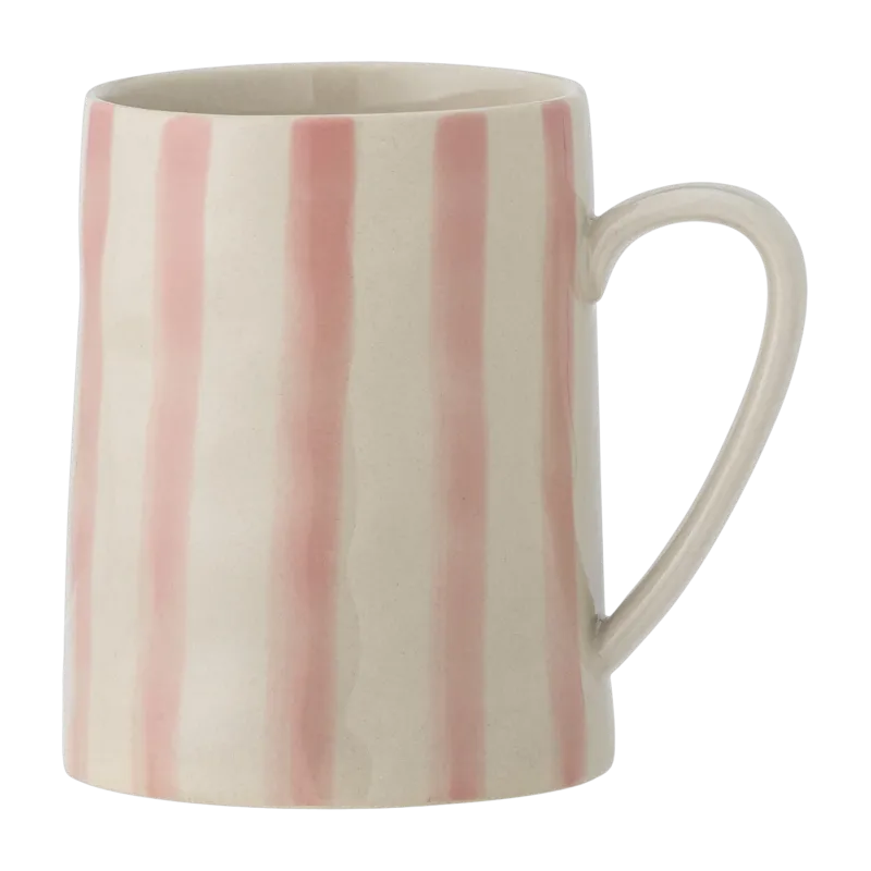 Mug en céramique à rayures rose Begonia - Bloomingville