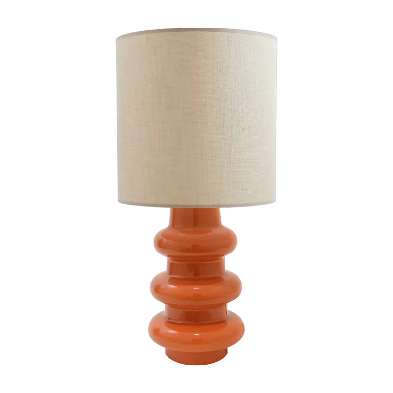 Lampe en céramique orange et abat-jour en chanvre Luzia - The Cool Republic