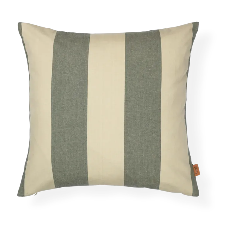 Coussin d'extérieur carré en coton rayé lichen foncé 50x50cm Strand - Ferm living