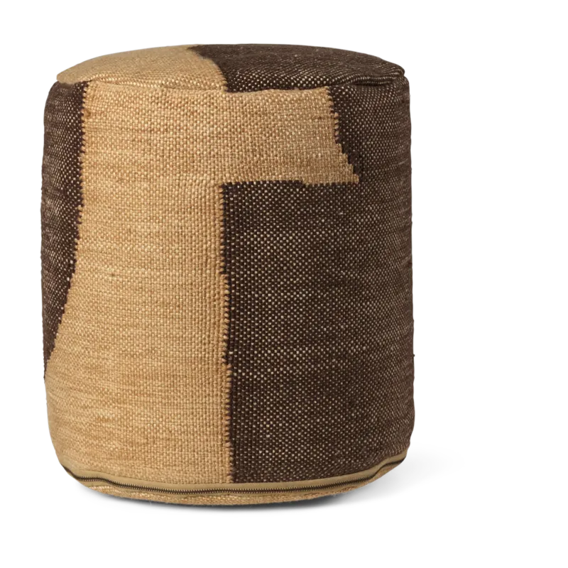 Pouf cylindrique en fil recyclé chocolat 38x42cm Forene - Ferm living