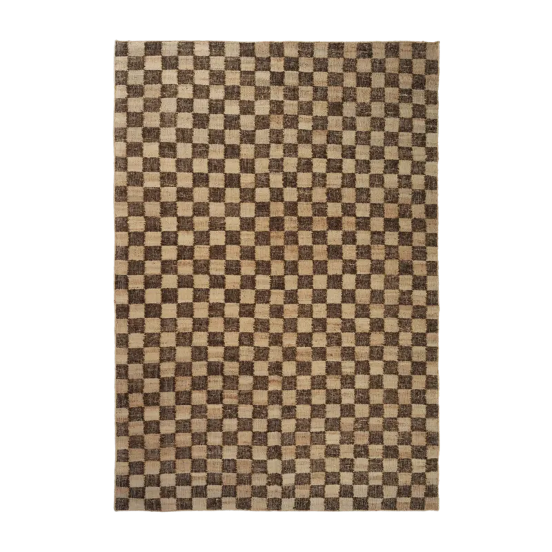 Tapis rectangulaire à carreaux en jute café 140x200cm Check - Ferm living