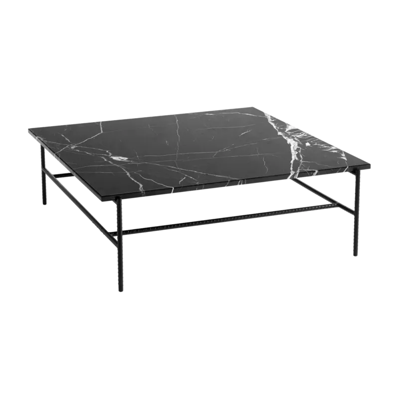 Table basse en marbre et piètement en acier noir 100 x 104 x 33 cm Rebar - Hay