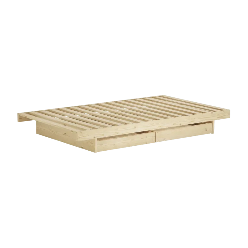 Sommier avec 2 tiroirs en pin naturel 140x200cm Kanso - Karup Design