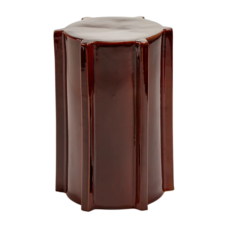 Table d'appoint géométrique en grès laqué brun foncé 31,3x45,4 cm Pawn - Serax