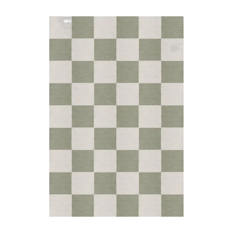 Tapis rectangulaire à carreaux en laine sauge 180x270cm Chess - Layered