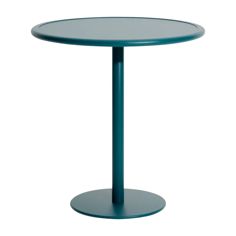 Table de bistrot de jardin ronde en aluminium bleu océan 75cm Week end - Petite friture