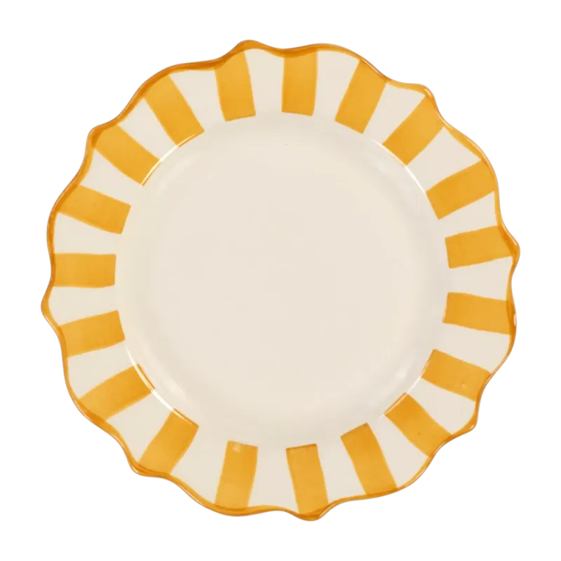 Assiette petit-déjeuner en faïence jaune 22 cm Scalloped - Anna + Nina