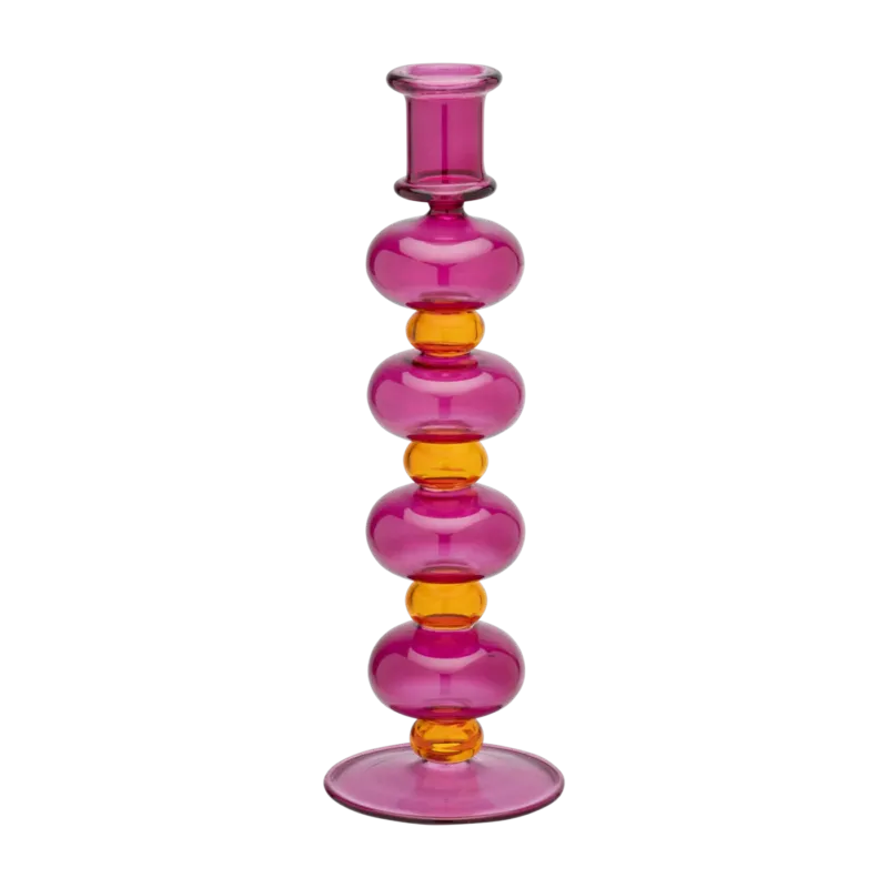 Bougeoir en verre rose et orange 25,2 cm Utopic - Anna + Nina