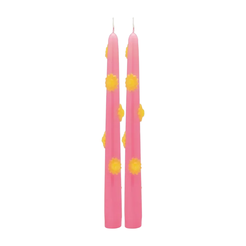 2 bougies en paraffine rose 2,3 x 24,9 cm Sunshine 3D - Anna + Nina