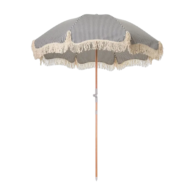 Parasol rond en tissu à rayures bleu marine Laurens Stripe The Premium - Business & Pleasure