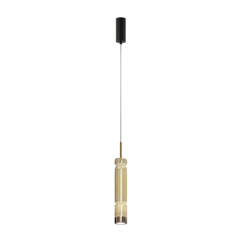 Suspension en verre doré et métal noir 365x8cm Ordo - Maytoni