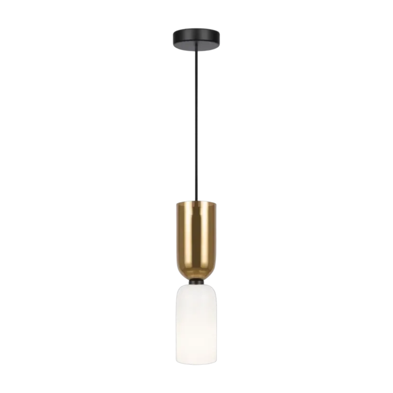 Suspension en verre blanc/doré et métal noir 8x232cm Memory - Maytoni