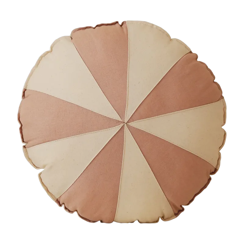 Coussin en coton et lin patchwork rose poudré Bonbon - Moi Mili