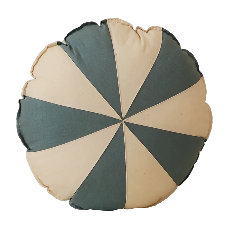 Coussin en coton et lin patchwork bleu Bonbon - Moi Mili