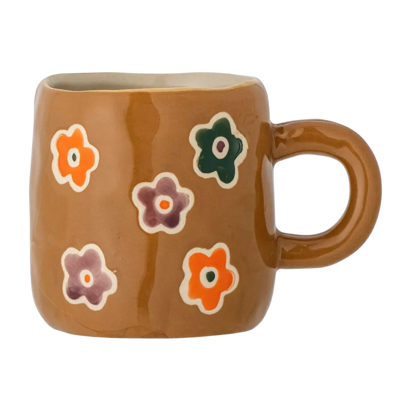 Tasse à fleurs en grès marron 5,5x6,5cm Addy - Bloomingville