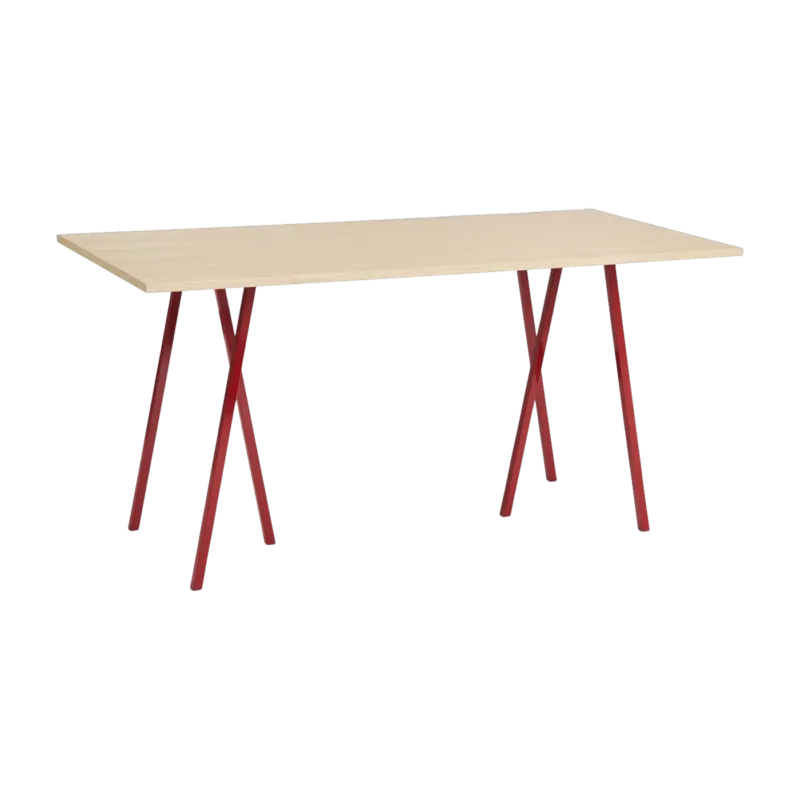 Table haute en chêne et acier rouge 200cm Loop Stand - Hay