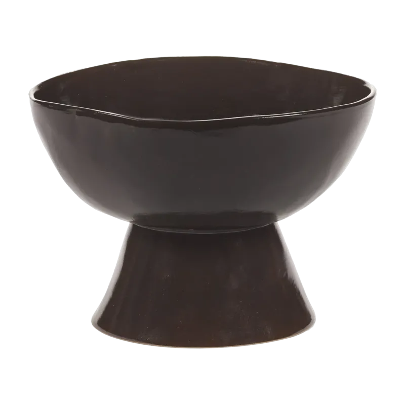 Bol à pied en grès marron foncé 20,5x14,5cm La Mère - Serax