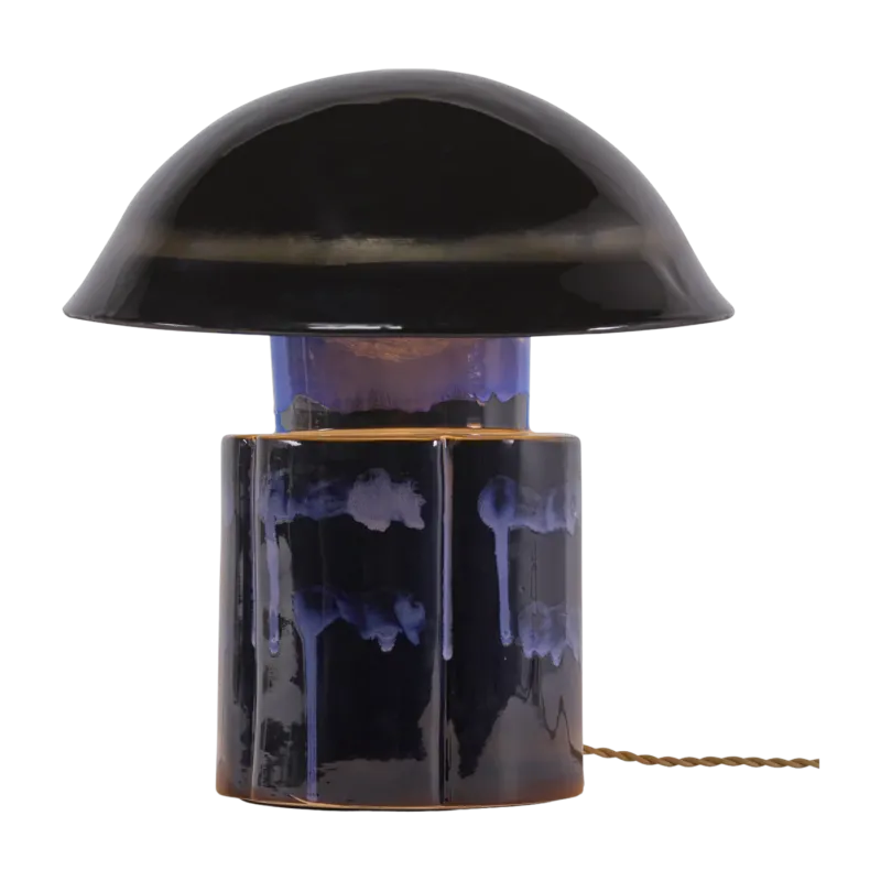 Lampe de table en grès vitré bleu foncé 36,5x40cm John - Serax