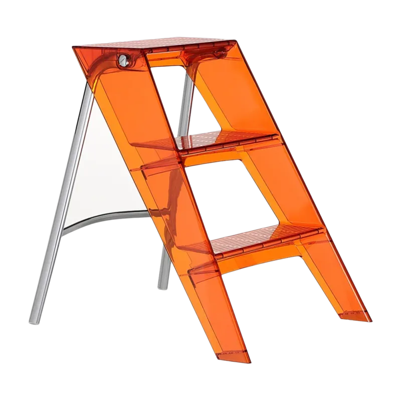 Escabeau en acier et polycarbonate orange rouge Upper - Kartell