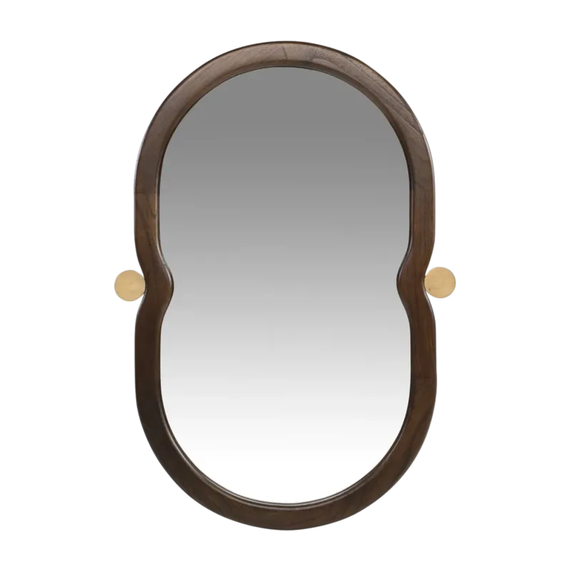 Miroir organique en bois mindi café torréfié et détail laiton 73,5x105cm Touma - Versmissen