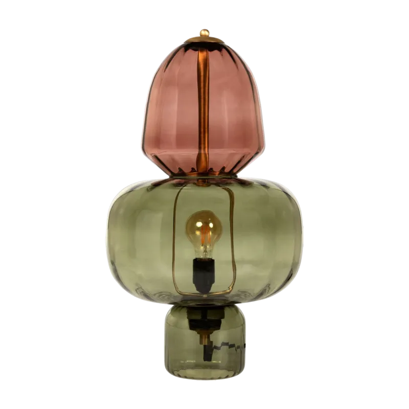 Lampe de table en vert soufflé vert et marsala 55cm Elise - Versmissen